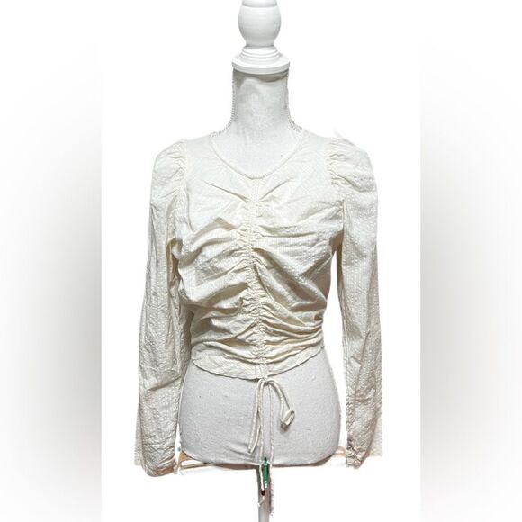 Free People Tops - Free People Long Sleeve Crop Top Cinch Front Waist Tie Size L NWT ob1213347